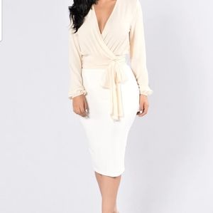 Cream Fashionnova wrap top